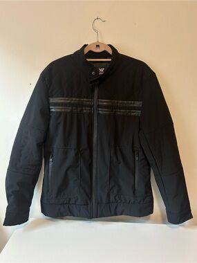 XRAY Men's Black Quilted Puffer Jacket with Stripe Detail